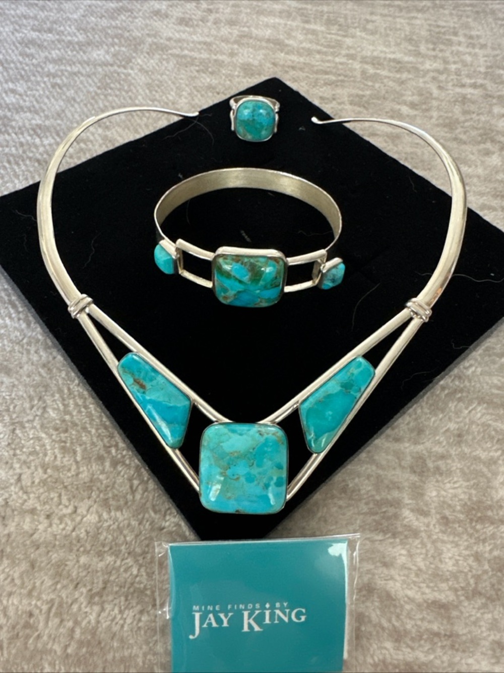Jay King Turquoise and Silver Three-Piece Statement Set